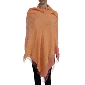 Pink & Yellow Paisley Fringe Wrap Shawl